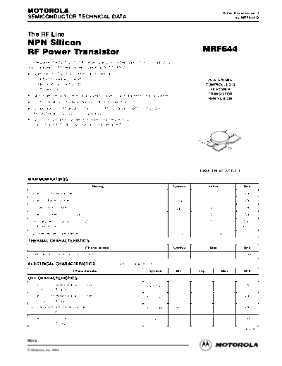 Motorola mrf644re  . Electronic Components Datasheets Active components Transistors Motorola mrf644re.pdf
