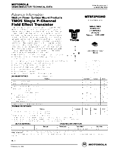 . Electronic Components Datasheets mtsf2p02hdr2  . Electronic Components Datasheets Active components Transistors Motorola mtsf2p02hdr2.pdf