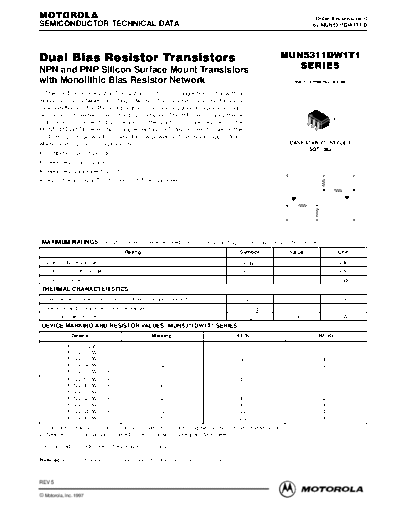 Motorola mun53xxdw 11-16 30-35 sot363  . Electronic Components Datasheets Active components Transistors Motorola mun53xxdw_11-16_30-35_sot363.pdf
