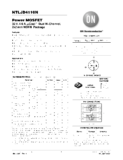 ON Semiconductor ntljd4116n-d  . Electronic Components Datasheets Active components Transistors ON Semiconductor ntljd4116n-d.pdf