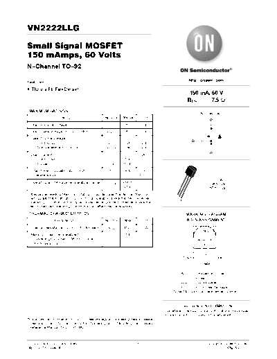 ON Semiconductor vn2222llg  . Electronic Components Datasheets Active components Transistors ON Semiconductor vn2222llg.pdf