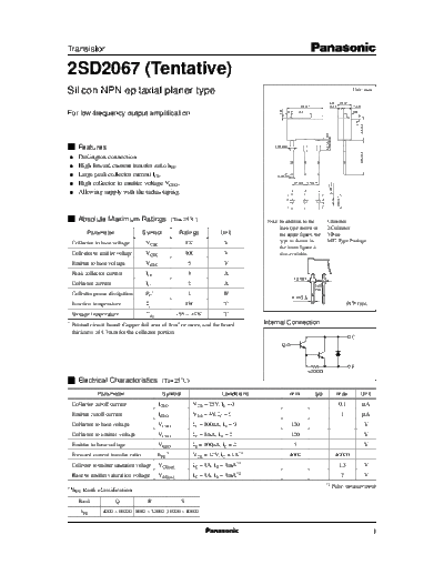 Panasonic 2sd2067  . Electronic Components Datasheets Active components Transistors Panasonic 2sd2067.pdf