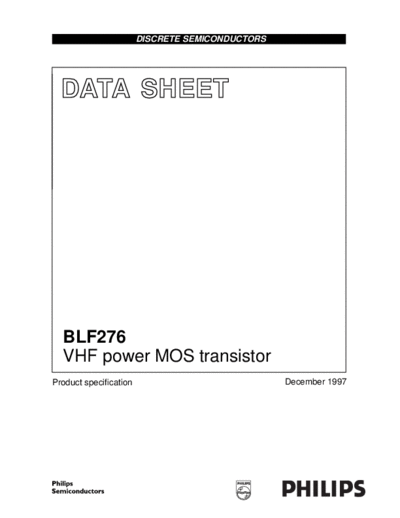 Philips blf276  . Electronic Components Datasheets Active components Transistors Philips blf276.pdf