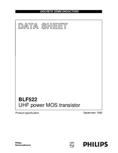 Philips blf522  . Electronic Components Datasheets Active components Transistors Philips blf522.pdf