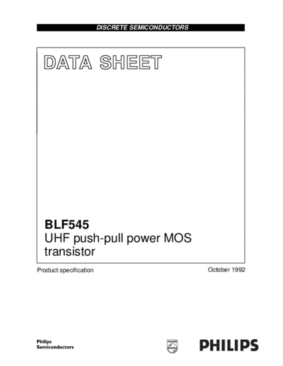 Philips blf545  . Electronic Components Datasheets Active components Transistors Philips blf545.pdf