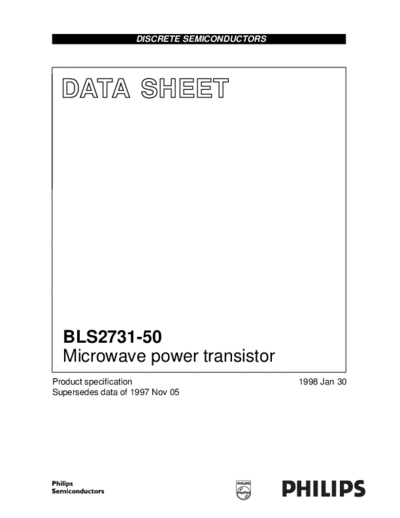 Philips bls2731 50 3  . Electronic Components Datasheets Active components Transistors Philips bls2731_50_3.pdf