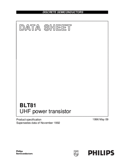 Philips blt81  . Electronic Components Datasheets Active components Transistors Philips blt81.pdf