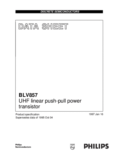 Philips blv857  . Electronic Components Datasheets Active components Transistors Philips blv857.pdf