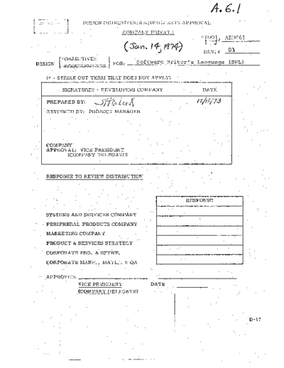 cdc Design Objectives for SWL Jan74  . Rare and Ancient Equipment cdc cyber cyber_180 SWL Design_Objectives_for_SWL_Jan74.pdf