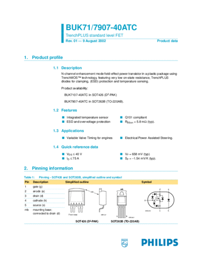 Philips buk7107-40atc buk7907-40atc  . Electronic Components Datasheets Active components Transistors Philips buk7107-40atc_buk7907-40atc.pdf