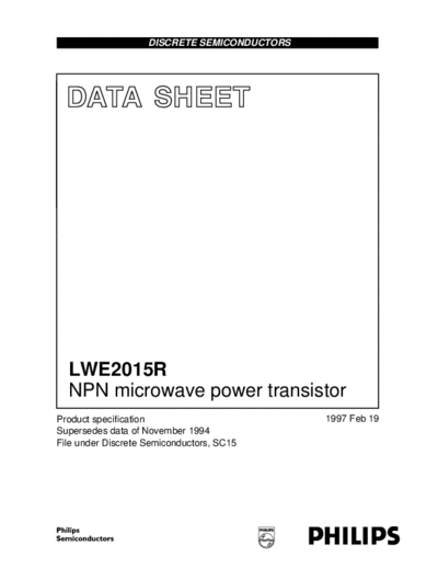 Philips lwe2015r 2  . Electronic Components Datasheets Active components Transistors Philips lwe2015r_2.pdf