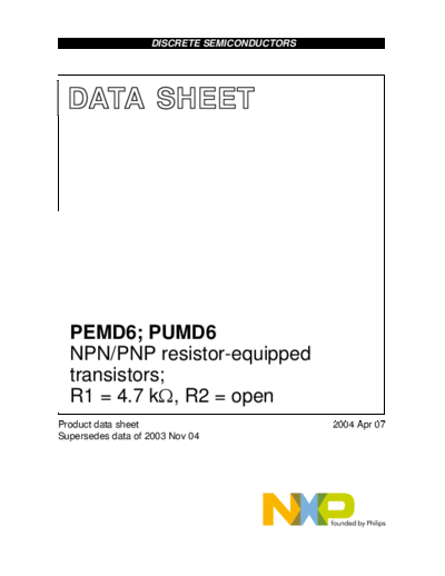 Philips pemd6 pumd6  . Electronic Components Datasheets Active components Transistors Philips pemd6_pumd6.pdf
