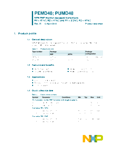 Philips pemd48 pumd48  . Electronic Components Datasheets Active components Transistors Philips pemd48_pumd48.pdf