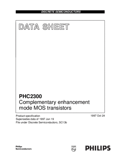 Philips phc2300 2  . Electronic Components Datasheets Active components Transistors Philips phc2300_2.pdf