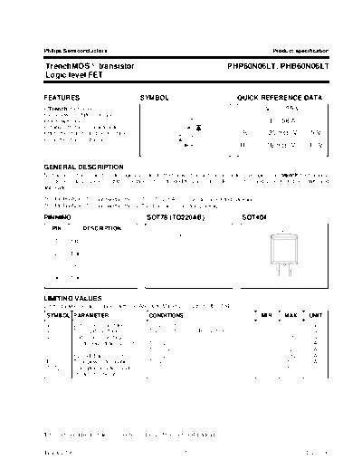 Philips php60n06lt 2  . Electronic Components Datasheets Active components Transistors Philips php60n06lt_2.pdf