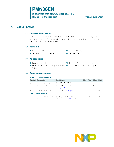 Philips pmn38en  . Electronic Components Datasheets Active components Transistors Philips pmn38en.pdf