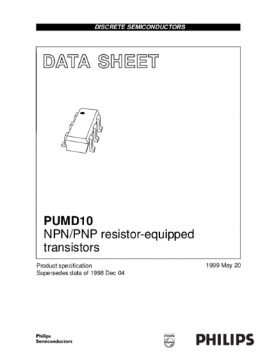 Philips pumd10 2  . Electronic Components Datasheets Active components Transistors Philips pumd10_2.pdf