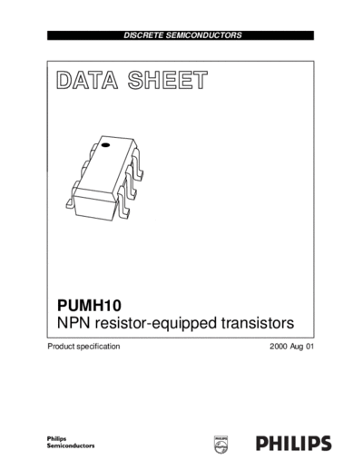 Philips pumh10 1  . Electronic Components Datasheets Active components Transistors Philips pumh10_1.pdf