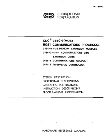 cdc 74375500A 2550 Host Communications Processor Hardware Reference Manual Jun77 . Rare and Ancient Equipment cdc cyber comm 2550 74375500A_2550_Host_Communications_Processor_Hardware_Reference_Manual_Jun77.pdf