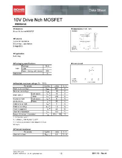 Rohm r8008anx  . Electronic Components Datasheets Active components Transistors Rohm r8008anx.pdf