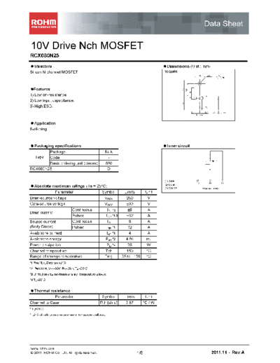 Rohm rcx080n25  . Electronic Components Datasheets Active components Transistors Rohm rcx080n25.pdf