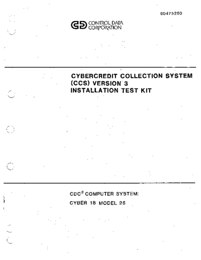cdc 60475250A Cybercredit Collection System Version 3 Installation Test Kit May80 . Rare and Ancient Equipment cdc 1700 cyber_18 applications 60475250A_Cybercredit_Collection_System_Version_3_Installation_Test_Kit_May80.pdf