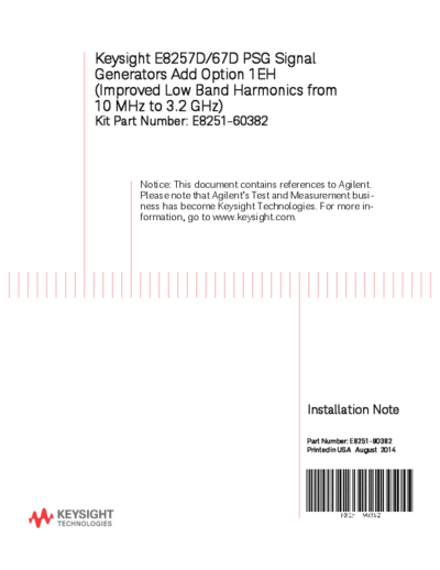 Agilent E8251-90382 E8257D 67D PSG Signal Generators Add Option 1EH Installation Note [18]  Agilent E8251-90382 E8257D 67D PSG Signal Generators Add Option 1EH Installation Note [18].pdf