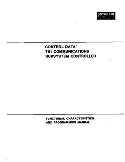 cdc 60325100B 791 Communications Subsystem Ctlr Apr73  . Rare and Ancient Equipment cdc cyber comm 791 60325100B_791_Communications_Subsystem_Ctlr_Apr73.pdf