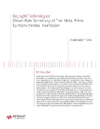 Agilent 5991-2906EN Strain-Rate Sensitivity of Thin Metal Films by Instrumented Indentation - Application No  Agilent 5991-2906EN Strain-Rate Sensitivity of Thin Metal Films by Instrumented Indentation - Application Note c20141020 [7].pdf