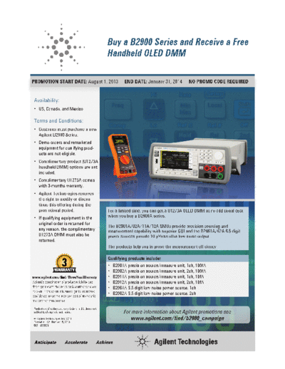 Agilent 5991-3368EN Buy a B2900 Series and Receive a Free Handheld OLED DMM - Promotional Flyer c20131015 [1  Agilent 5991-3368EN Buy a B2900 Series and Receive a Free Handheld OLED DMM - Promotional Flyer c20131015 [1].pdf