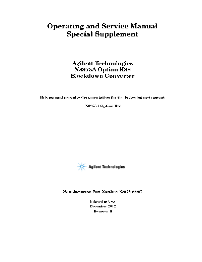 Agilent N8975A Option K88 Blockdown Converter Operating and Service Manual N8975-90007 [49]  Agilent N8975A Option K88 Blockdown Converter Operating and Service Manual N8975-90007 [49].pdf