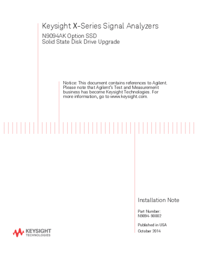Agilent N9094-90002 X-Series Signal Analyzers N9094AK Option SSD Solid State Disk Drive Upgrade Install Note  Agilent N9094-90002 X-Series Signal Analyzers N9094AK Option SSD Solid State Disk Drive Upgrade Install Note [26].pdf