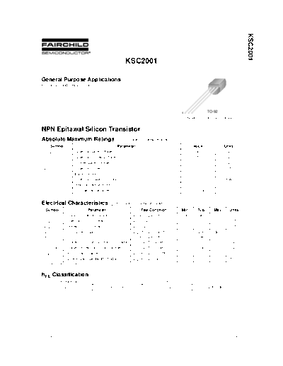 Fairchild Semiconductor ksc2001  . Electronic Components Datasheets Active components Transistors Fairchild Semiconductor ksc2001.pdf