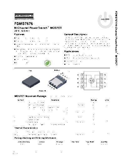 Fairchild Semiconductor fdms7676  . Electronic Components Datasheets Active components Transistors Fairchild Semiconductor fdms7676.pdf