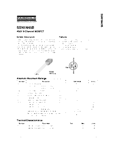 Fairchild Semiconductor ssn1n45b  . Electronic Components Datasheets Active components Transistors Fairchild Semiconductor ssn1n45b.pdf