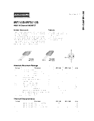 Fairchild Semiconductor irf710b  . Electronic Components Datasheets Active components Transistors Fairchild Semiconductor irf710b.pdf