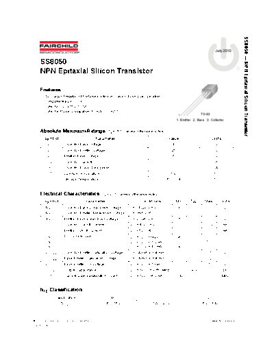 Fairchild Semiconductor ss8050  . Electronic Components Datasheets Active components Transistors Fairchild Semiconductor ss8050.pdf