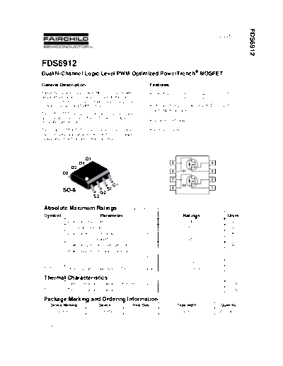 Fairchild Semiconductor fds6912  . Electronic Components Datasheets Active components Transistors Fairchild Semiconductor fds6912.pdf