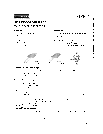 Fairchild Semiconductor fqp3n50c fqpf3n50c  . Electronic Components Datasheets Active components Transistors Fairchild Semiconductor fqp3n50c_fqpf3n50c.pdf