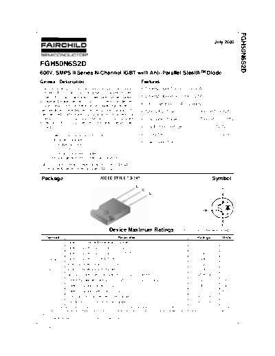 Fairchild Semiconductor fgh50n6s2d  . Electronic Components Datasheets Active components Transistors Fairchild Semiconductor fgh50n6s2d.pdf