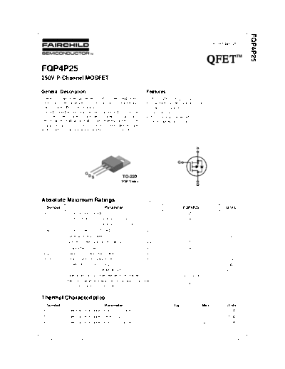 Fairchild Semiconductor fqp4p25  . Electronic Components Datasheets Active components Transistors Fairchild Semiconductor fqp4p25.pdf