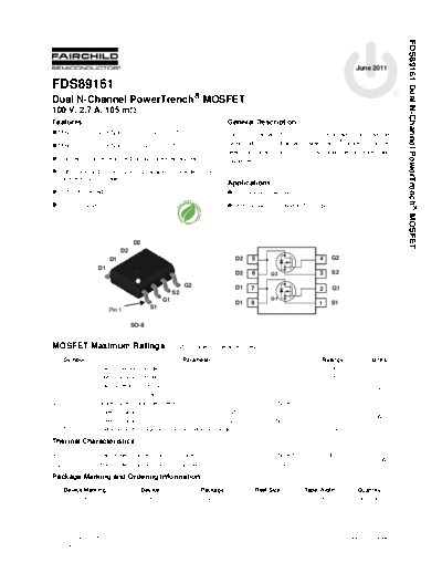 Fairchild Semiconductor fds89161  . Electronic Components Datasheets Active components Transistors Fairchild Semiconductor fds89161.pdf