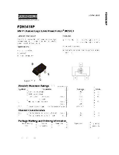 Fairchild Semiconductor fdn5618p  . Electronic Components Datasheets Active components Transistors Fairchild Semiconductor fdn5618p.pdf