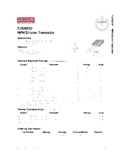 Fairchild Semiconductor fji5603d  . Electronic Components Datasheets Active components Transistors Fairchild Semiconductor fji5603d.pdf