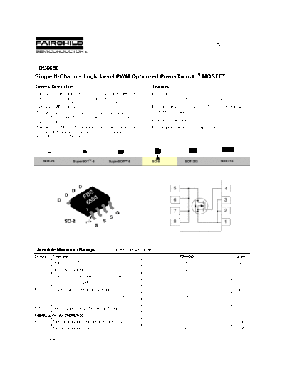 Fairchild Semiconductor fds6680  . Electronic Components Datasheets Active components Transistors Fairchild Semiconductor fds6680.pdf