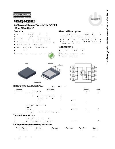 Fairchild Semiconductor fdms4435bz  . Electronic Components Datasheets Active components Transistors Fairchild Semiconductor fdms4435bz.pdf