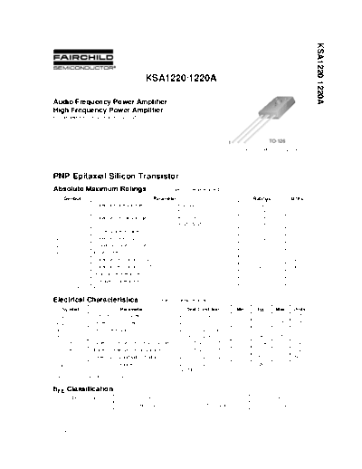Fairchild Semiconductor ksa1220-a  . Electronic Components Datasheets Active components Transistors Fairchild Semiconductor ksa1220-a.pdf