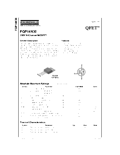 Fairchild Semiconductor fqp14n30  . Electronic Components Datasheets Active components Transistors Fairchild Semiconductor fqp14n30.pdf