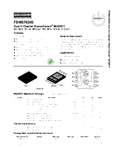 Fairchild Semiconductor fdms7620s  . Electronic Components Datasheets Active components Transistors Fairchild Semiconductor fdms7620s.pdf