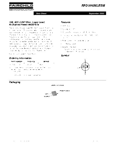Fairchild Semiconductor rfd16n06lesm  . Electronic Components Datasheets Active components Transistors Fairchild Semiconductor rfd16n06lesm.pdf